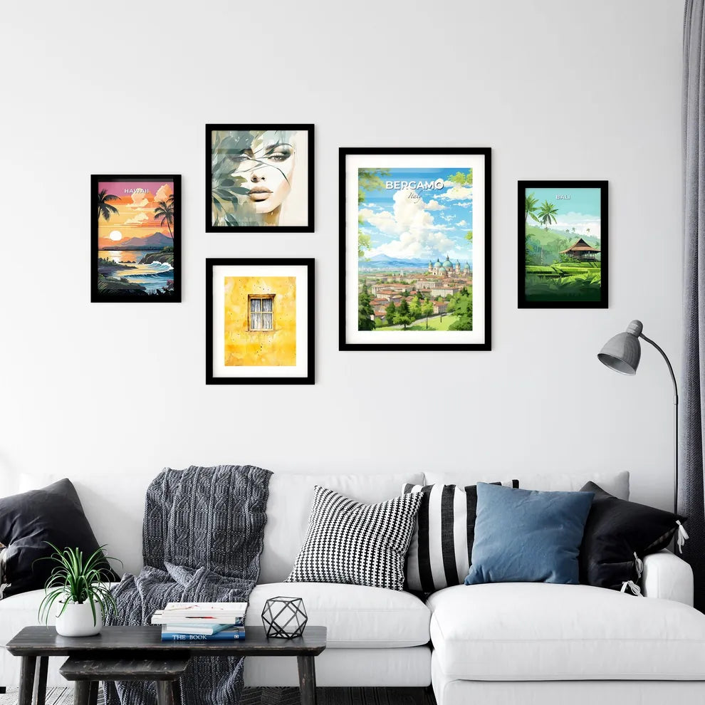 Bergamo Italy Skyline - A City With Many Buildings And Trees - Customizable Travel Gift