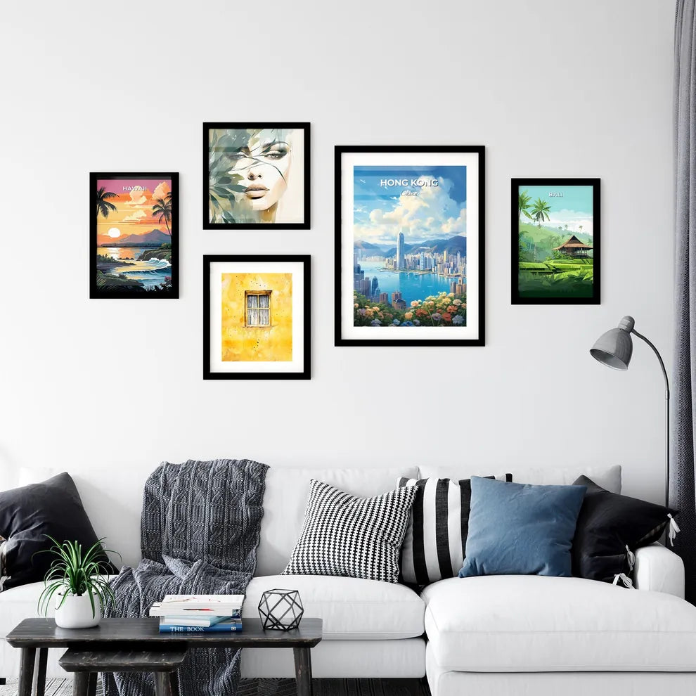 Hong Kong China Skyline - A Cityscape With A Body Of Water And Mountains - Customizable Travel Gift