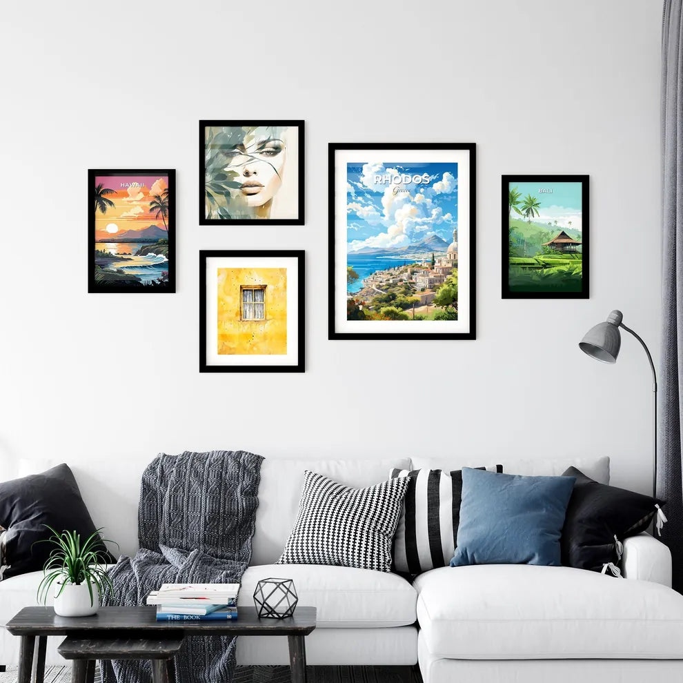 Rhodos Greece Skyline - A Landscape Of A Town By The Water - Customizable Travel Gift