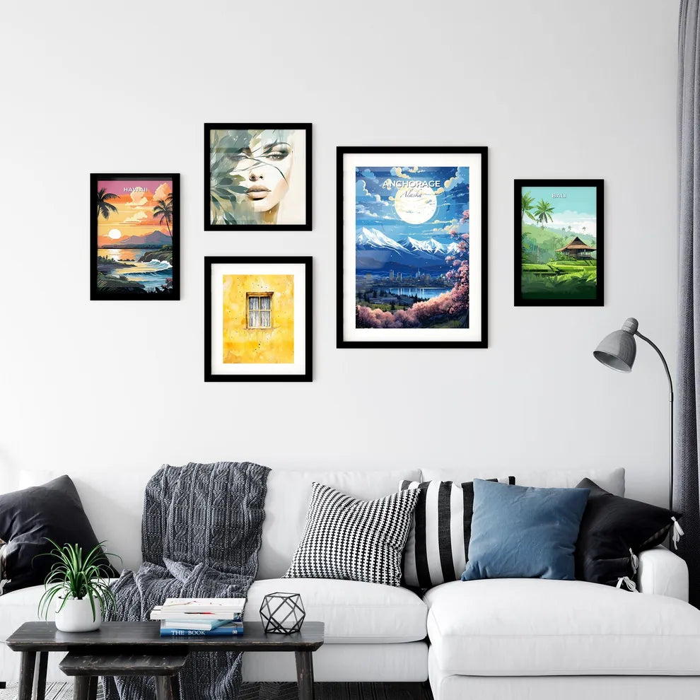 Anchorage Alaska Skyline - A Full Moon Over A City - Customizable Travel Gift
