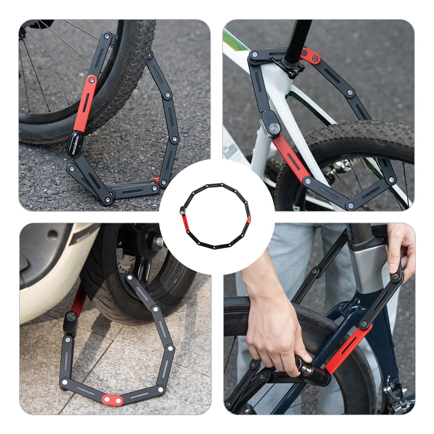 ROCKBROS Fahrrad Klapp-Fahrradschloss Robust Diebstahlschutz mit 2 Schlüsseln