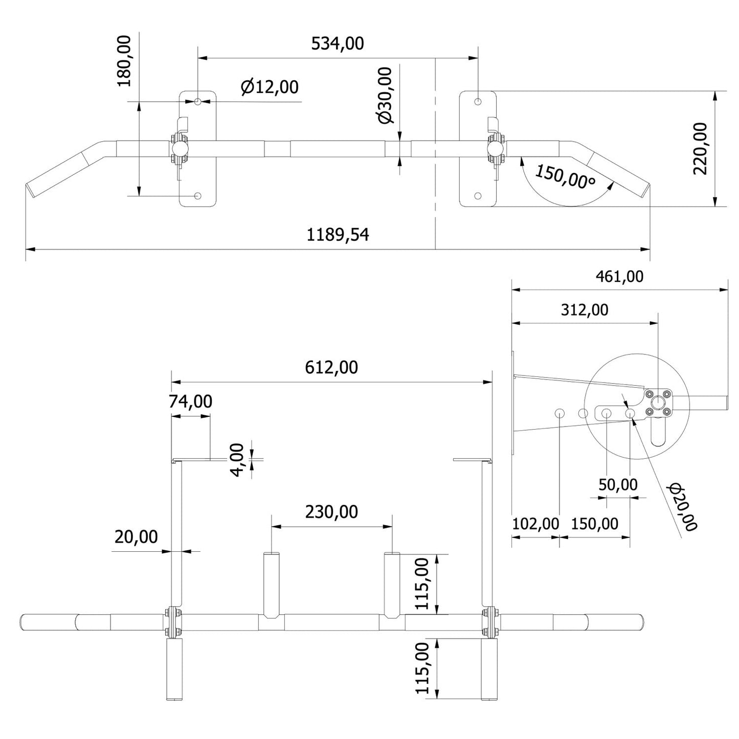 Premium Pull-up bar for Wall and Ceiling