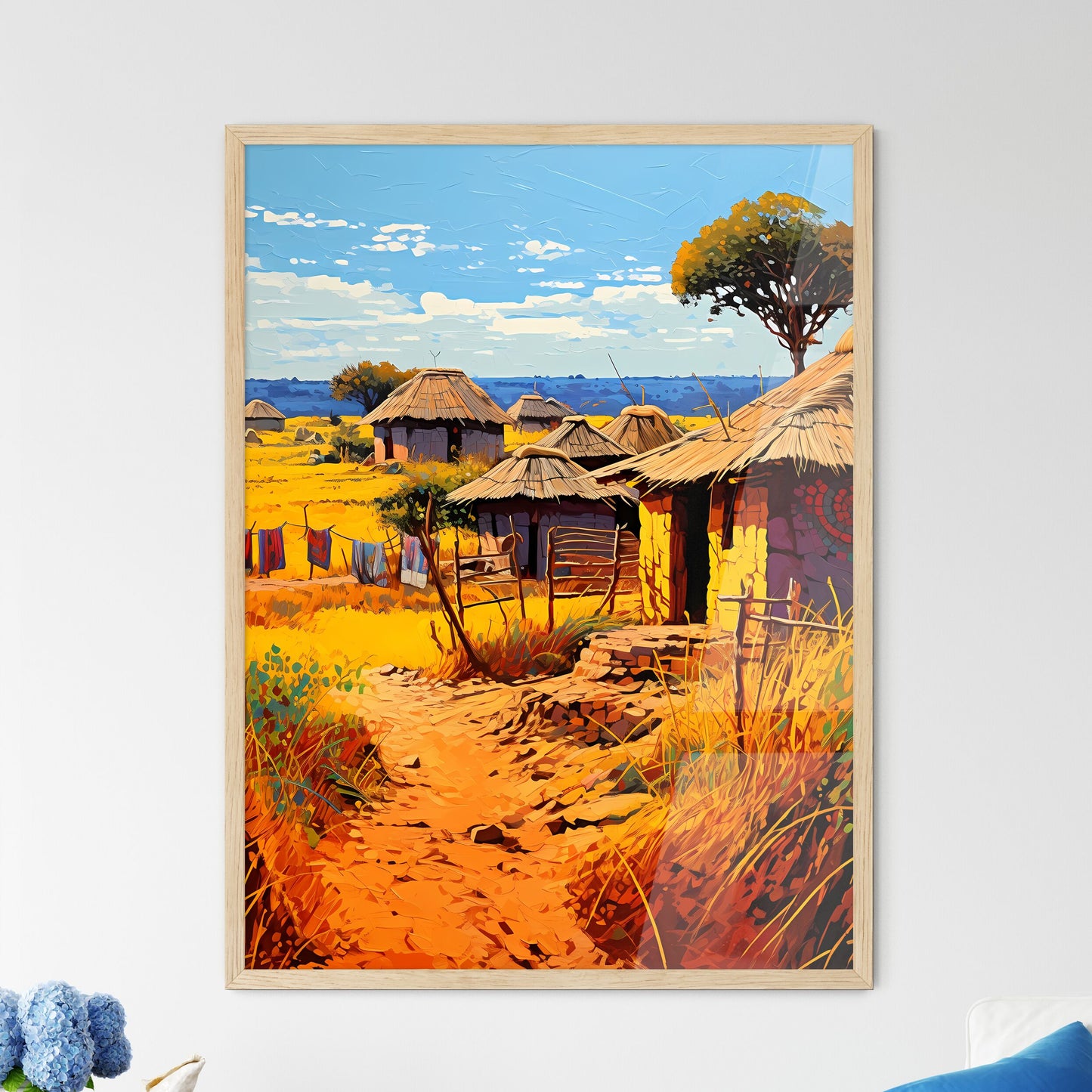 Massai - A Painting Of A Village