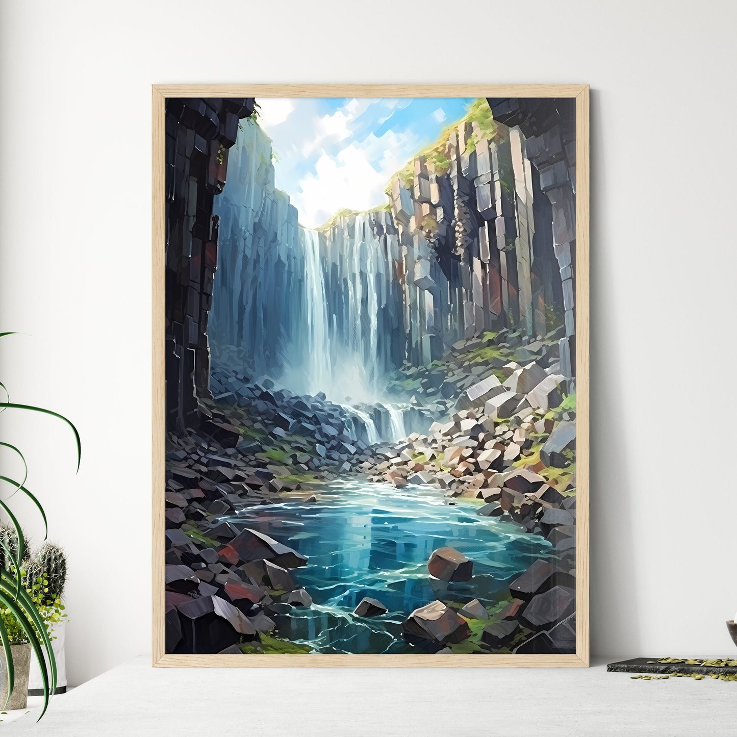 Svartifoss Waterfall In Skaftafell National Park - A Waterfall In A Rocky Canyon