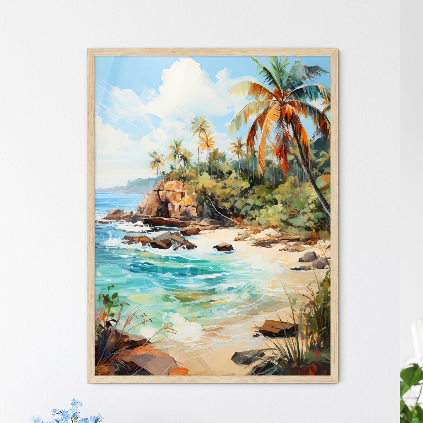 Tropical Island And Sand Beach Exotic Travel - A Beach With Palm Trees And Rocks