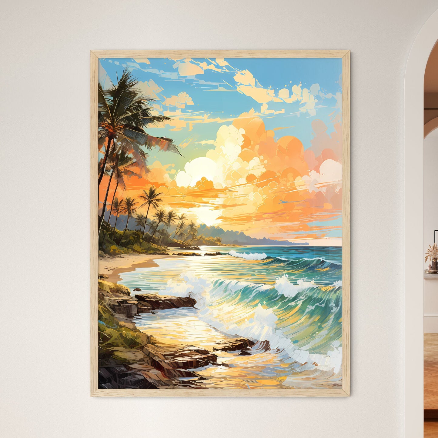 Wide Paradise Beach Panorama Background - A Beach With Palm Trees And Waves