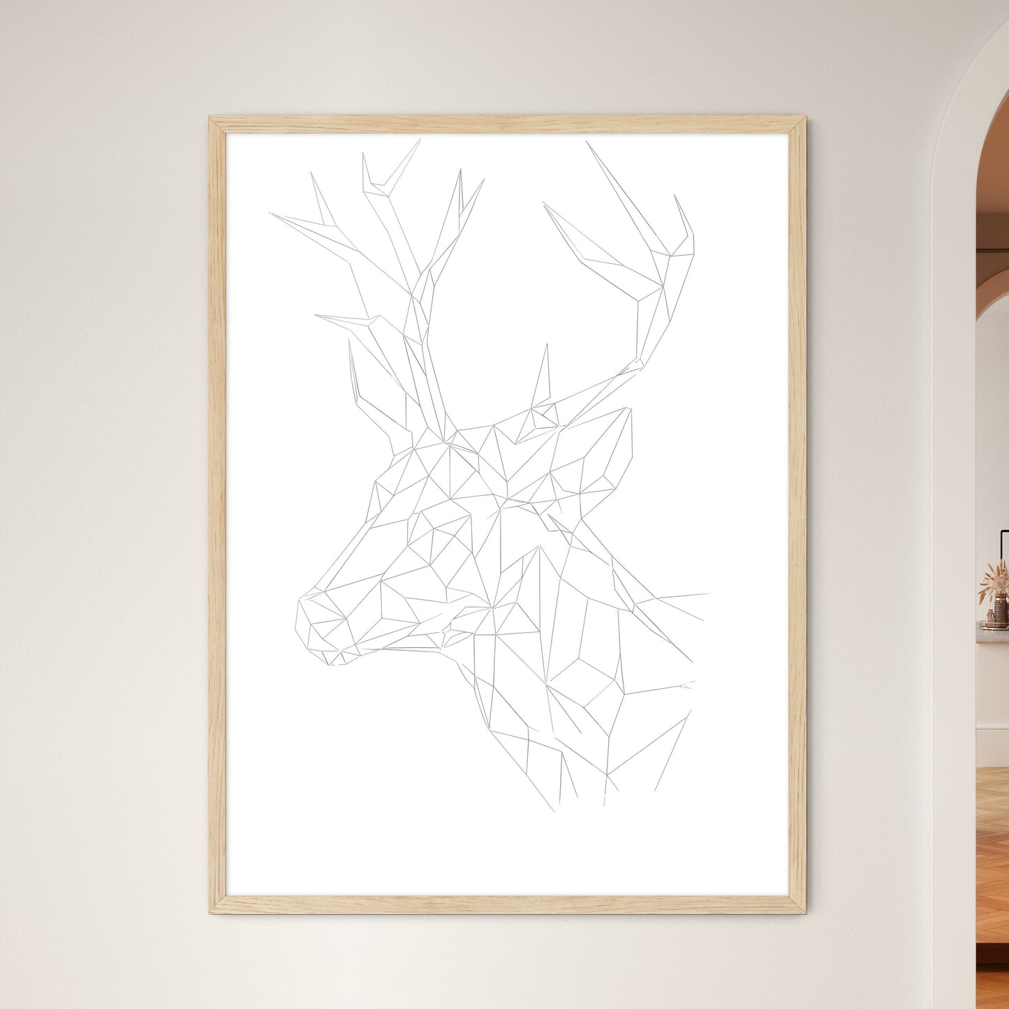Low Poly Deer Logo Woodcut Print Minimal Art - A Line Drawing Of A Deer