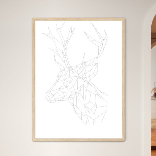 Low Poly Deer Logo Woodcut Print Minimal Art - A Line Drawing Of A Deer