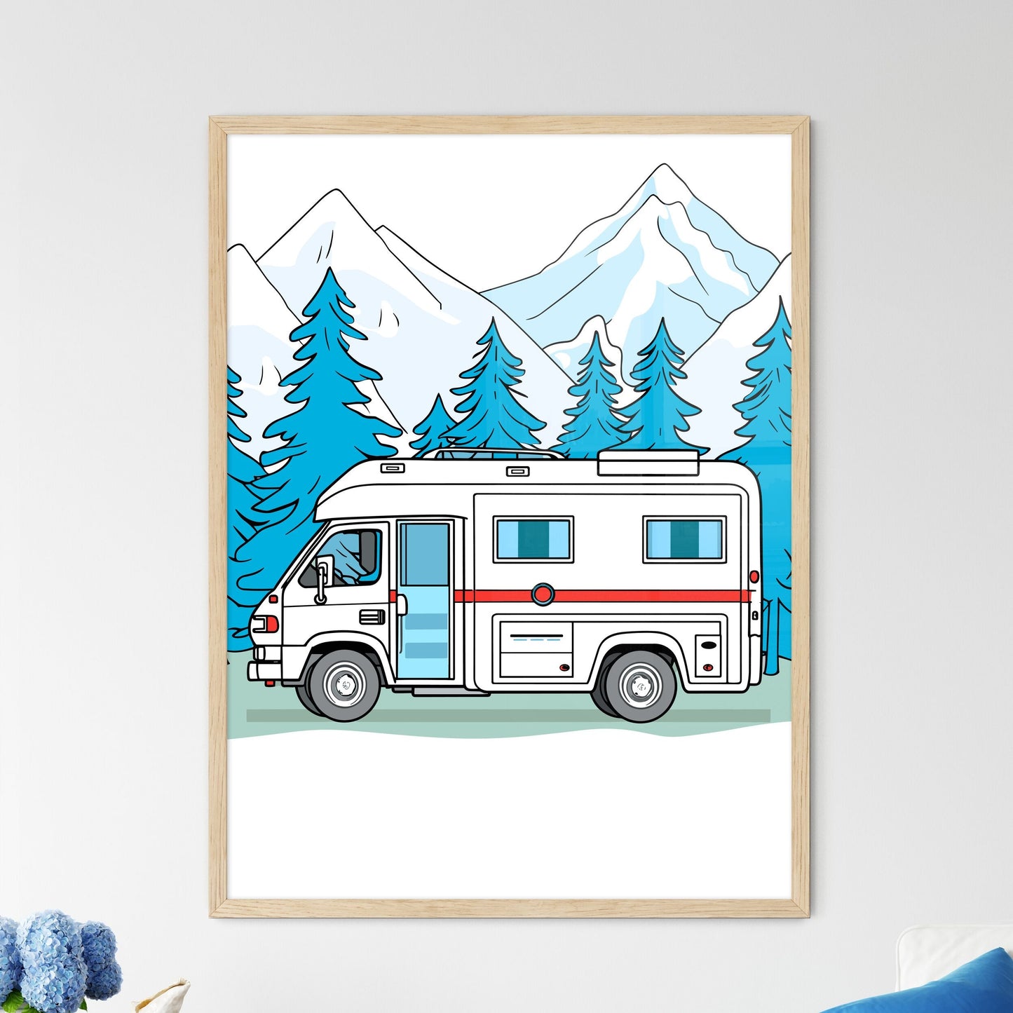 Ambulance Mini Bus Vector Illustration - A Cartoon Of A Camper Van