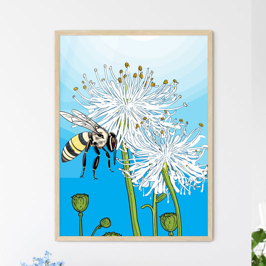 Honey Bee On A Blue Flower Pollinating - A Bee On A Flower