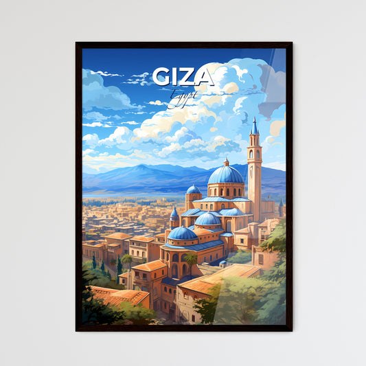 Giza Egypt Skyline - A City With A Blue Dome And Towers  - Customizable Travel Gift