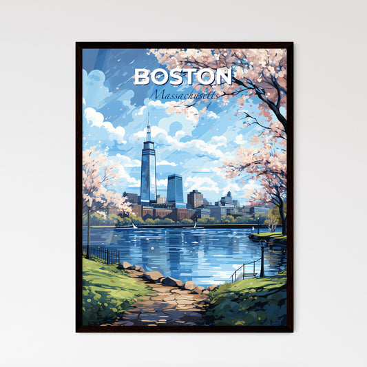 Boston Massachusetts Skyline - A Painting Of A City With A Lake And Trees  - Customizable Travel Gift