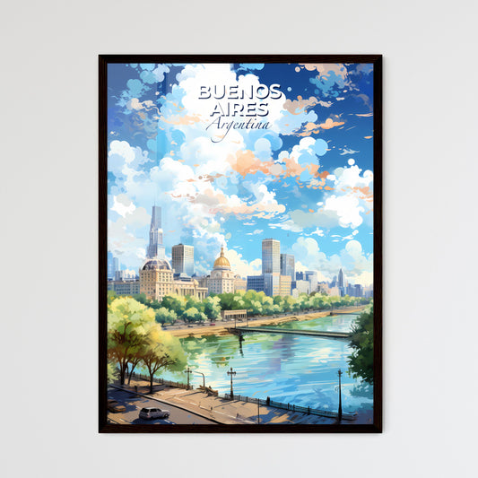 Buenos Aires Argentina Skyline - A City Landscape With Trees And A River  - Customizable Travel Gift