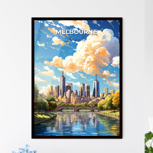 Melbourne Australia Skyline - A River With A Bridge And A City In The Background  - Customizable Travel Gift
