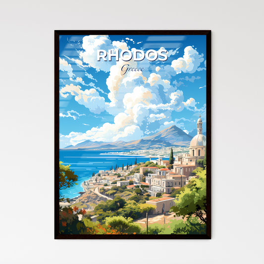Rhodos Greece Skyline - A Landscape Of A Town By The Water  - Customizable Travel Gift