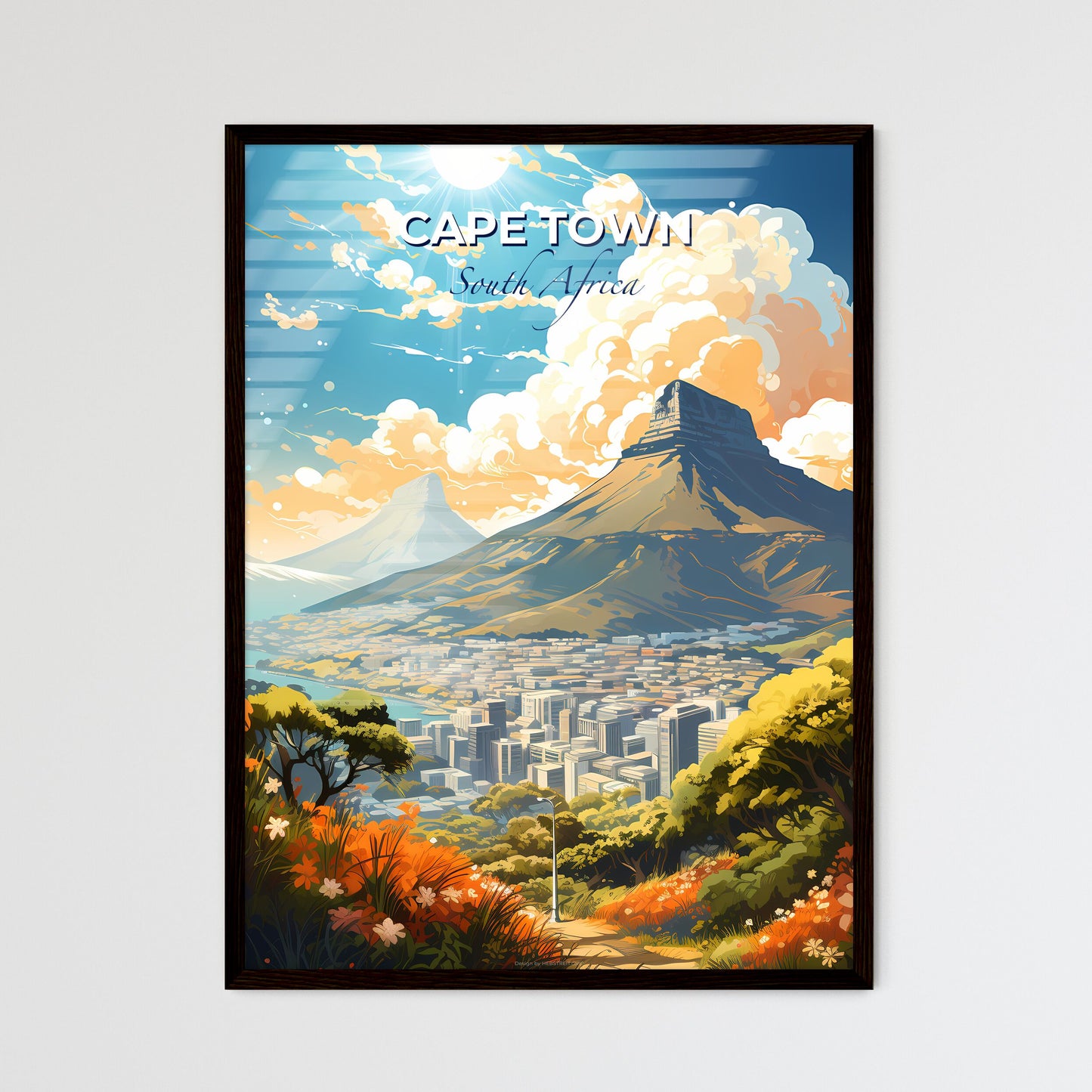 Cape Town South Africa Skyline - A Landscape Of A City And Mountains  - Customizable Travel Gift