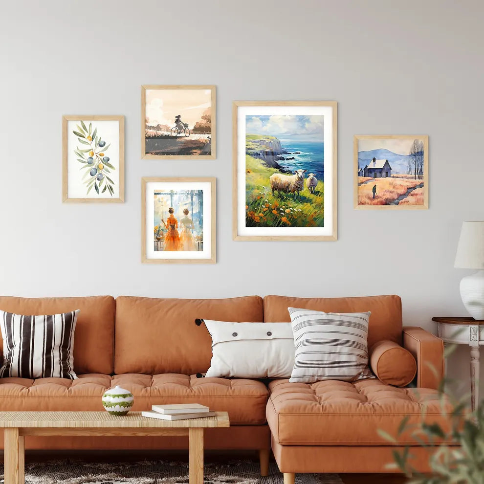 Sheep On Northern Ireland Coast - A Painting Of Sheep On A Grassy Hill By The Ocean