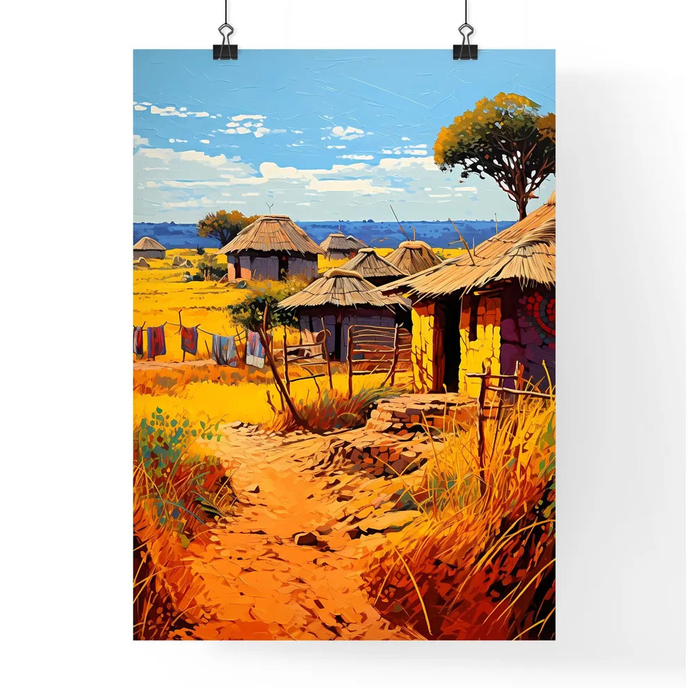 Massai - A Painting Of A Village