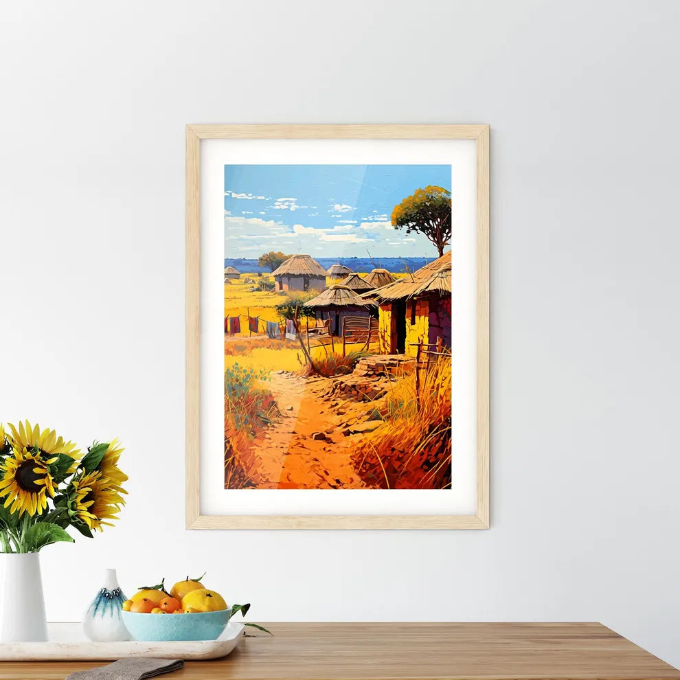 Massai - A Painting Of A Village
