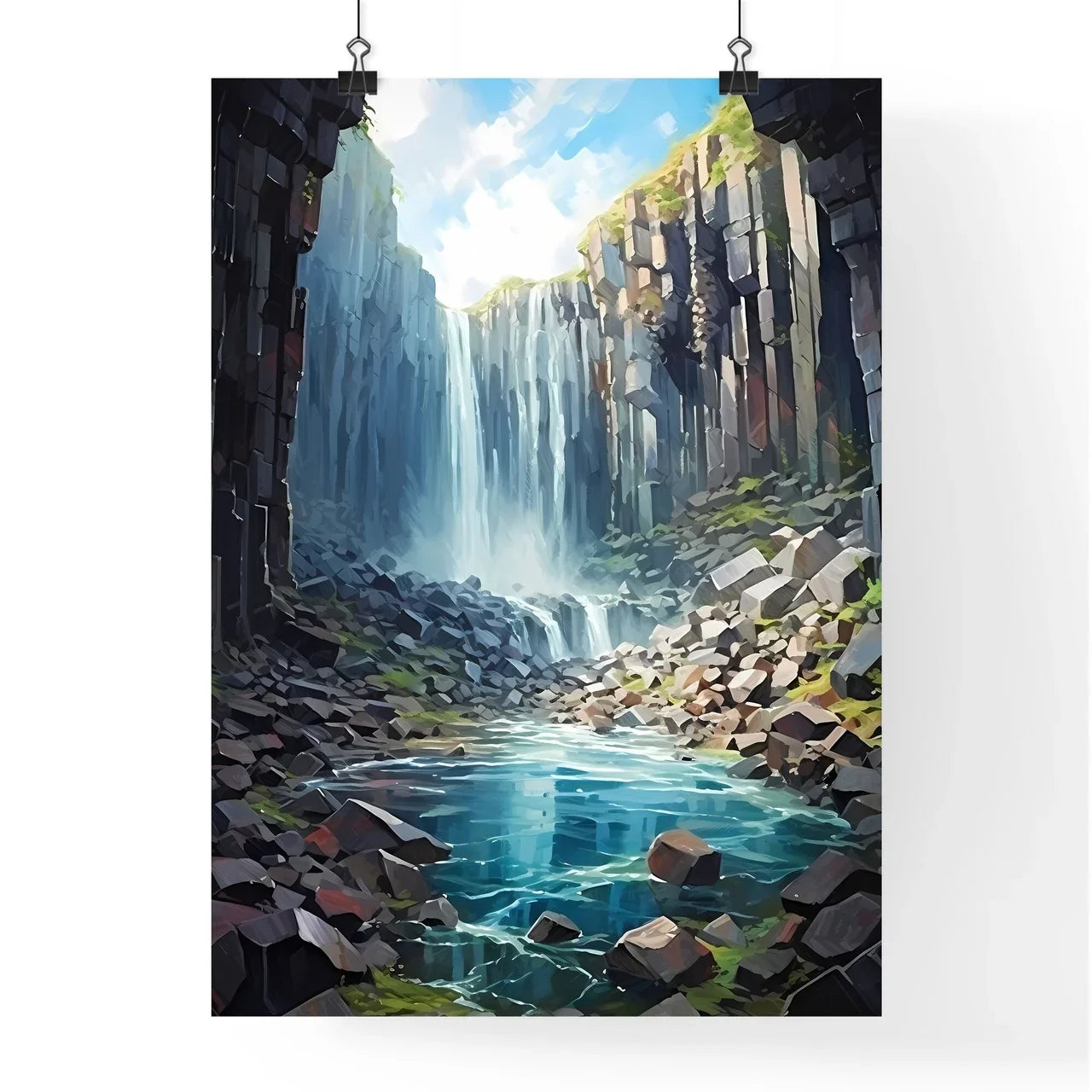 Svartifoss Waterfall In Skaftafell National Park - A Waterfall In A Rocky Canyon
