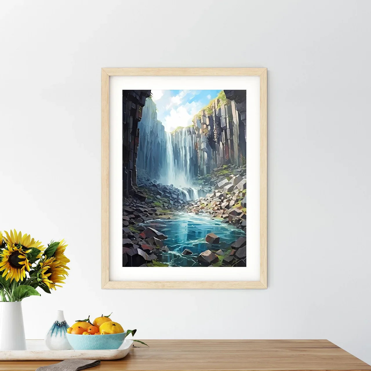 Svartifoss Waterfall In Skaftafell National Park - A Waterfall In A Rocky Canyon
