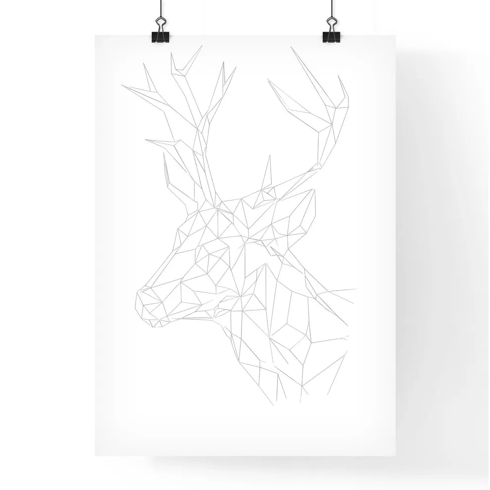 Low Poly Deer Logo Woodcut Print Minimal Art - A Line Drawing Of A Deer