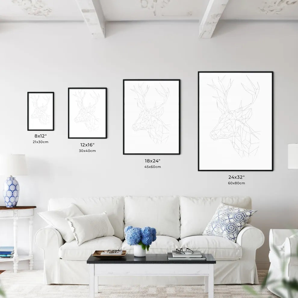 Low Poly Deer Logo Woodcut Print Minimal Art - A Line Drawing Of A Deer