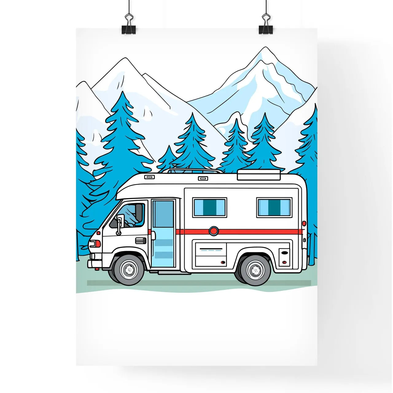Ambulance Mini Bus Vector Illustration - A Cartoon Of A Camper Van