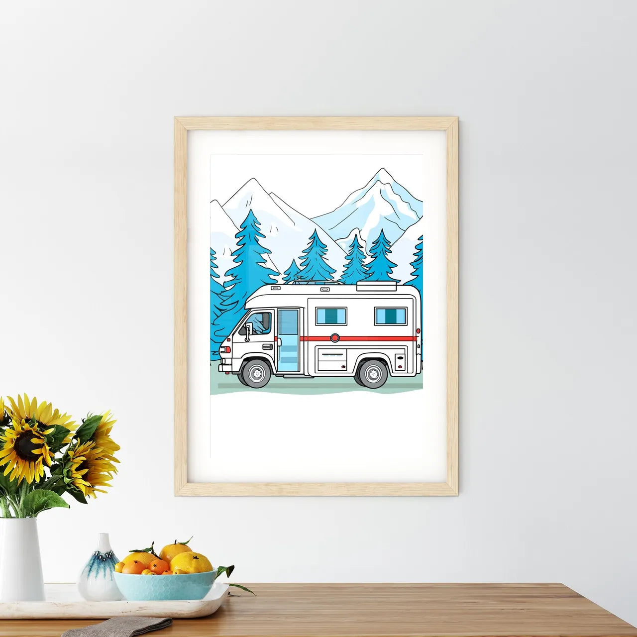 Ambulance Mini Bus Vector Illustration - A Cartoon Of A Camper Van