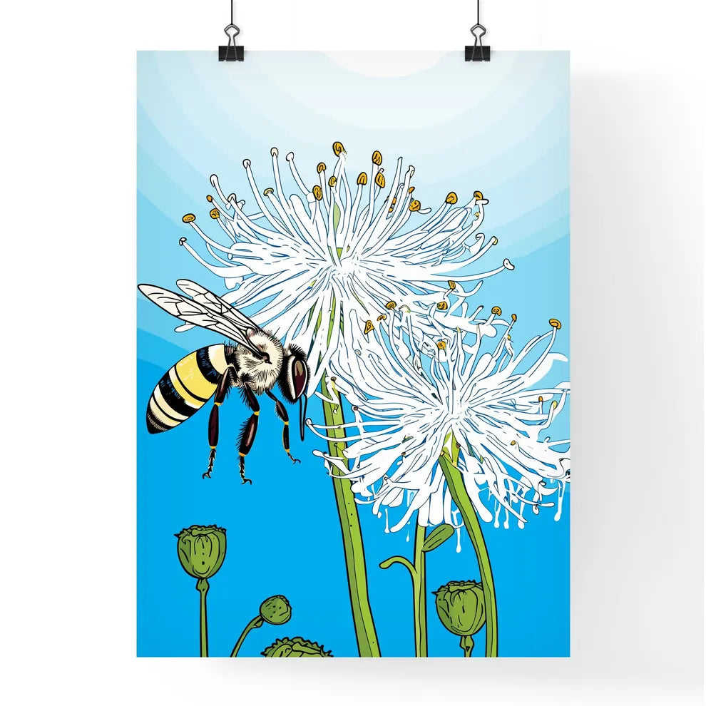Honey Bee On A Blue Flower Pollinating - A Bee On A Flower