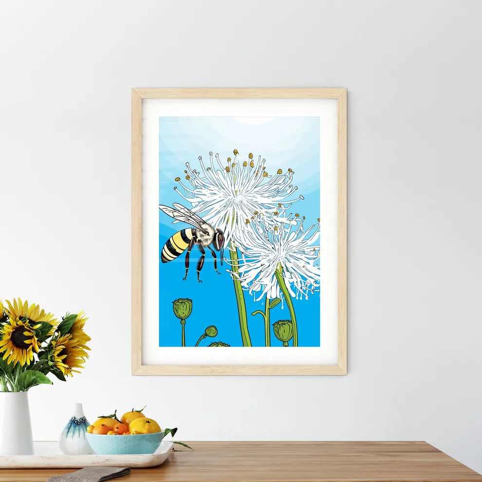 Honey Bee On A Blue Flower Pollinating - A Bee On A Flower