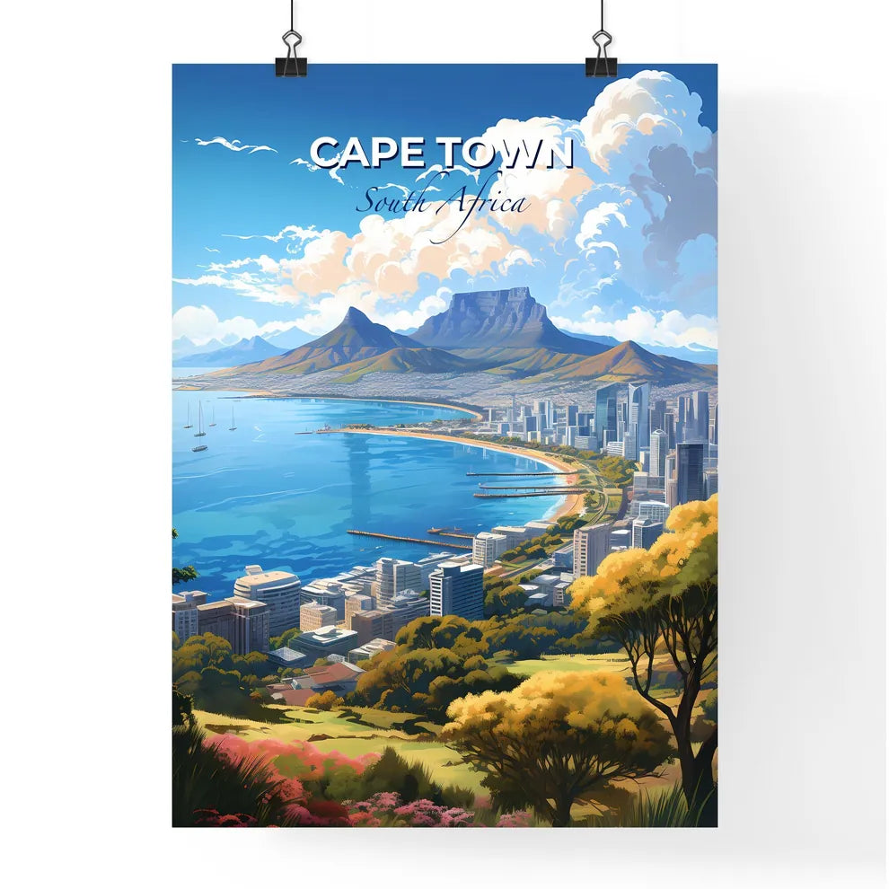 Cape Town South Africa Skyline - A City Next To A Body Of Water  - Customizable Travel Gift