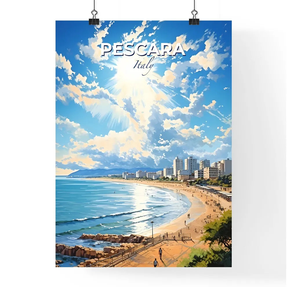 Pescara Italy Skyline - A Beach With Buildings And Water  - Customizable Travel Gift