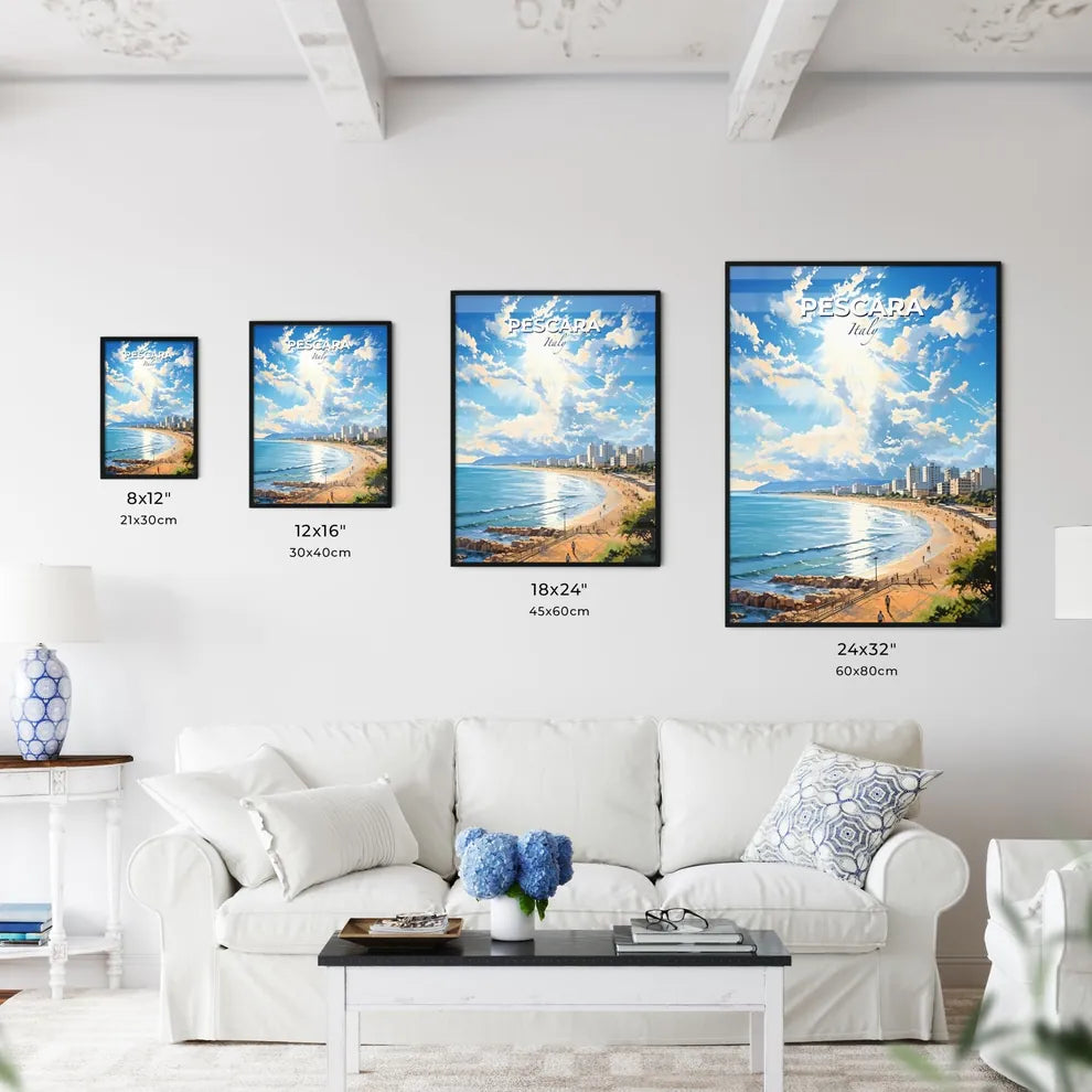 Pescara Italy Skyline - A Beach With Buildings And Water  - Customizable Travel Gift