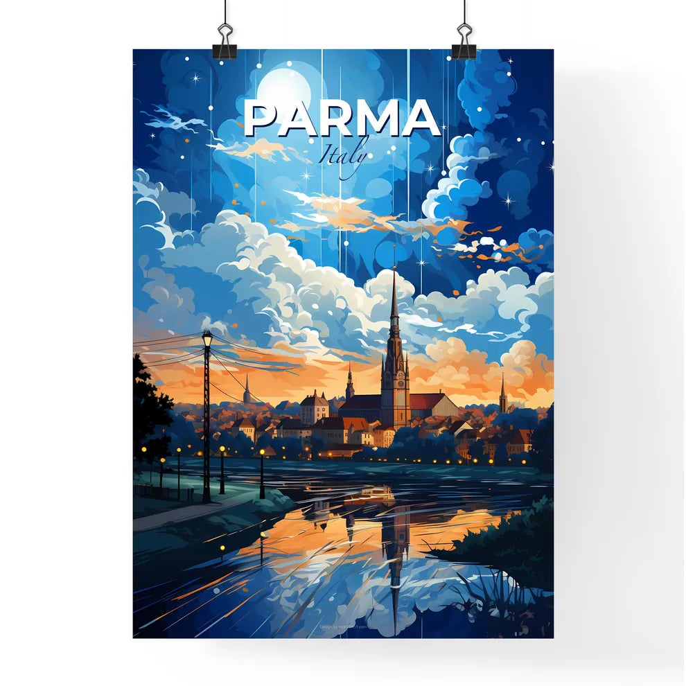 Parma Italy Skyline - A City With A Church And A River  - Customizable Travel Gift