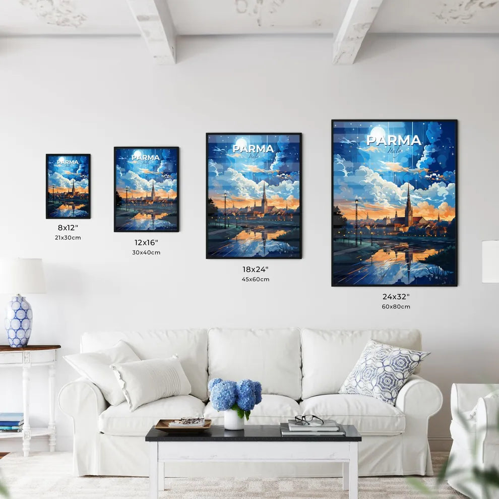 Parma Italy Skyline - A City With A Church And A River  - Customizable Travel Gift