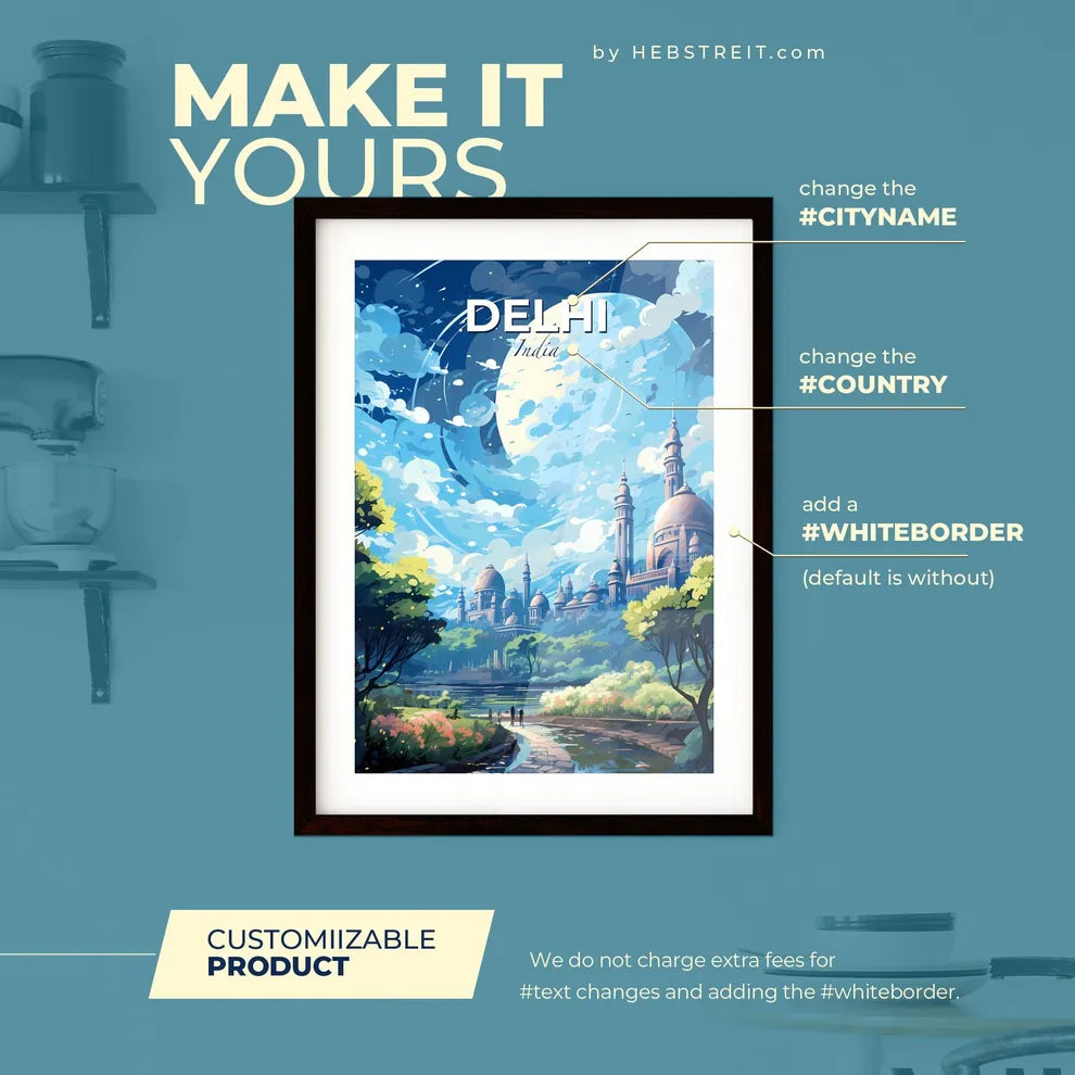 Delhi India Skyline - A Large Building With Towers And Towers And Trees  - Customizable Travel Gift