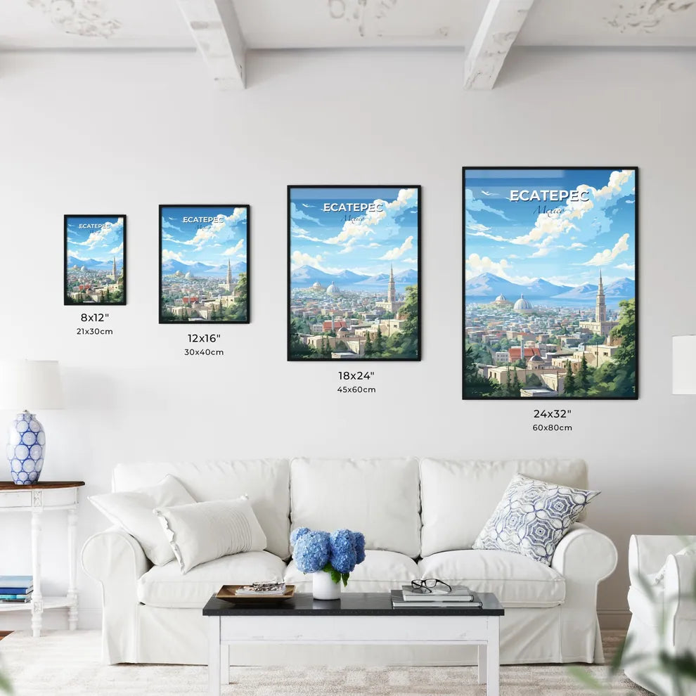Ecatepec Mexico Skyline - A City With Mountains In The Background  - Customizable Travel Gift