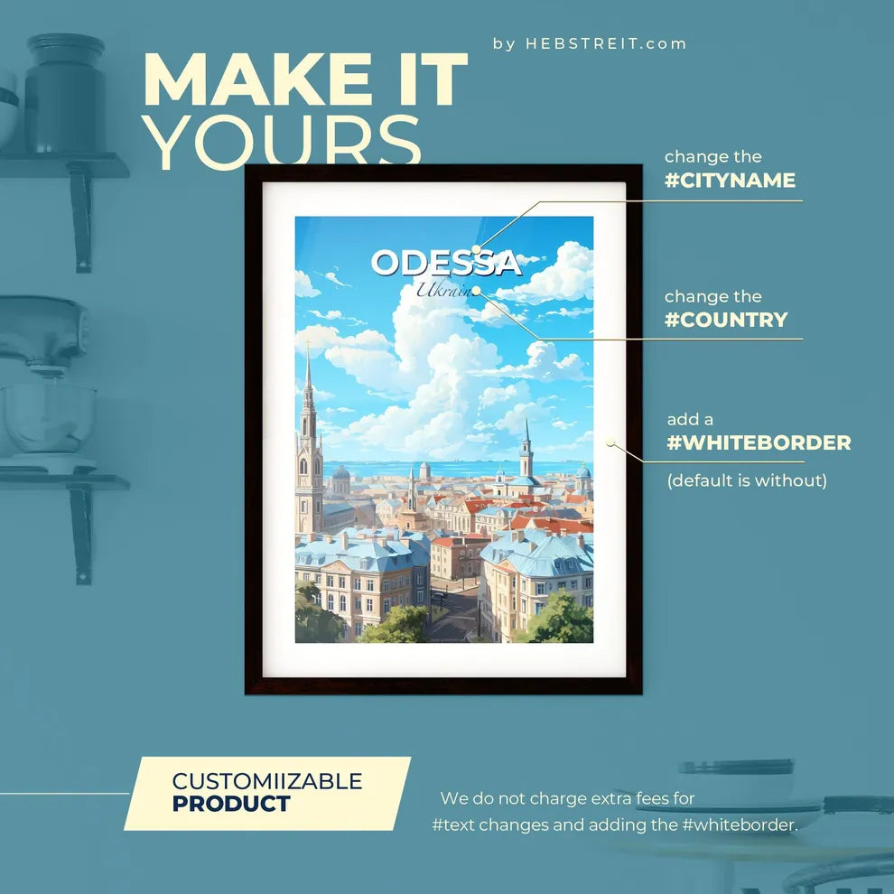 Odessa Ukraine Skyline - A City With Many Buildings And A Body Of Water  - Customizable Travel Gift