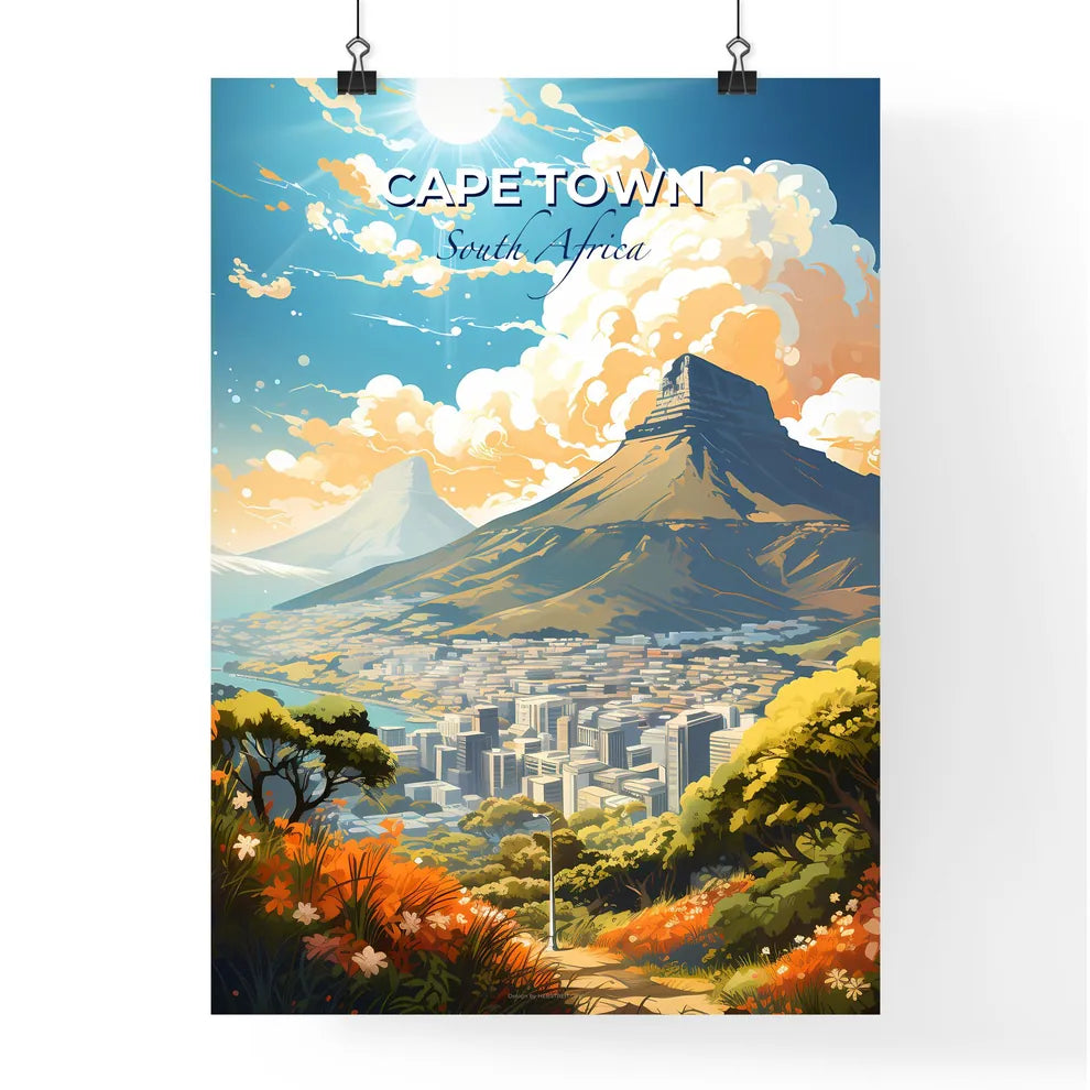 Cape Town South Africa Skyline - A Landscape Of A City And Mountains  - Customizable Travel Gift
