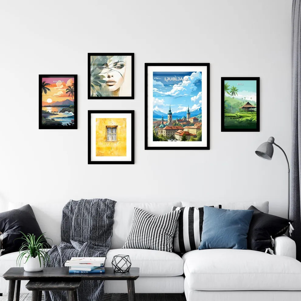 Ljubljana Slovenia Skyline - A City With Many Towers And Mountains In The Background  - Customizable Travel Gift
