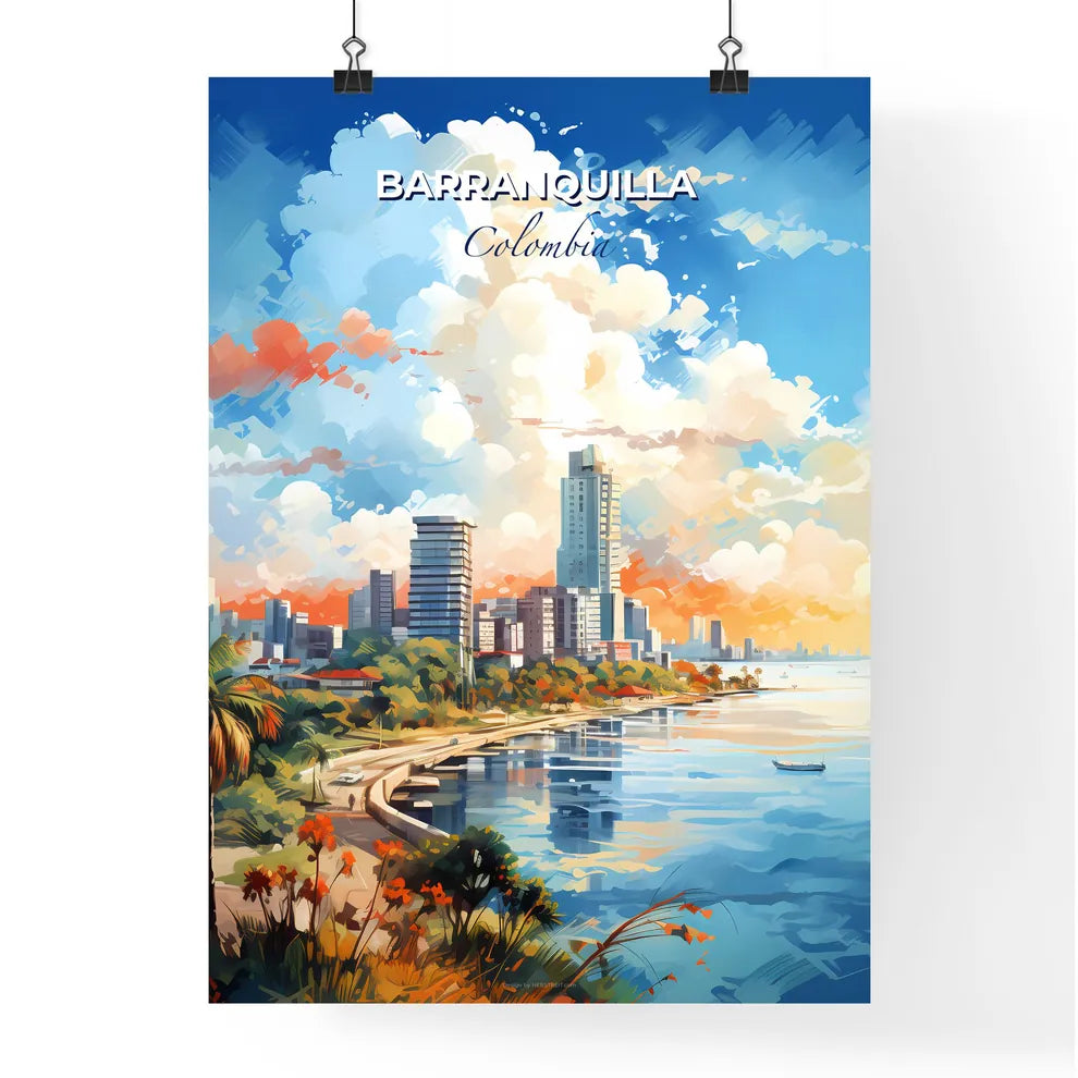 Barranquilla Colombia Skyline - A City Next To A Body Of Water  - Customizable Travel Gift