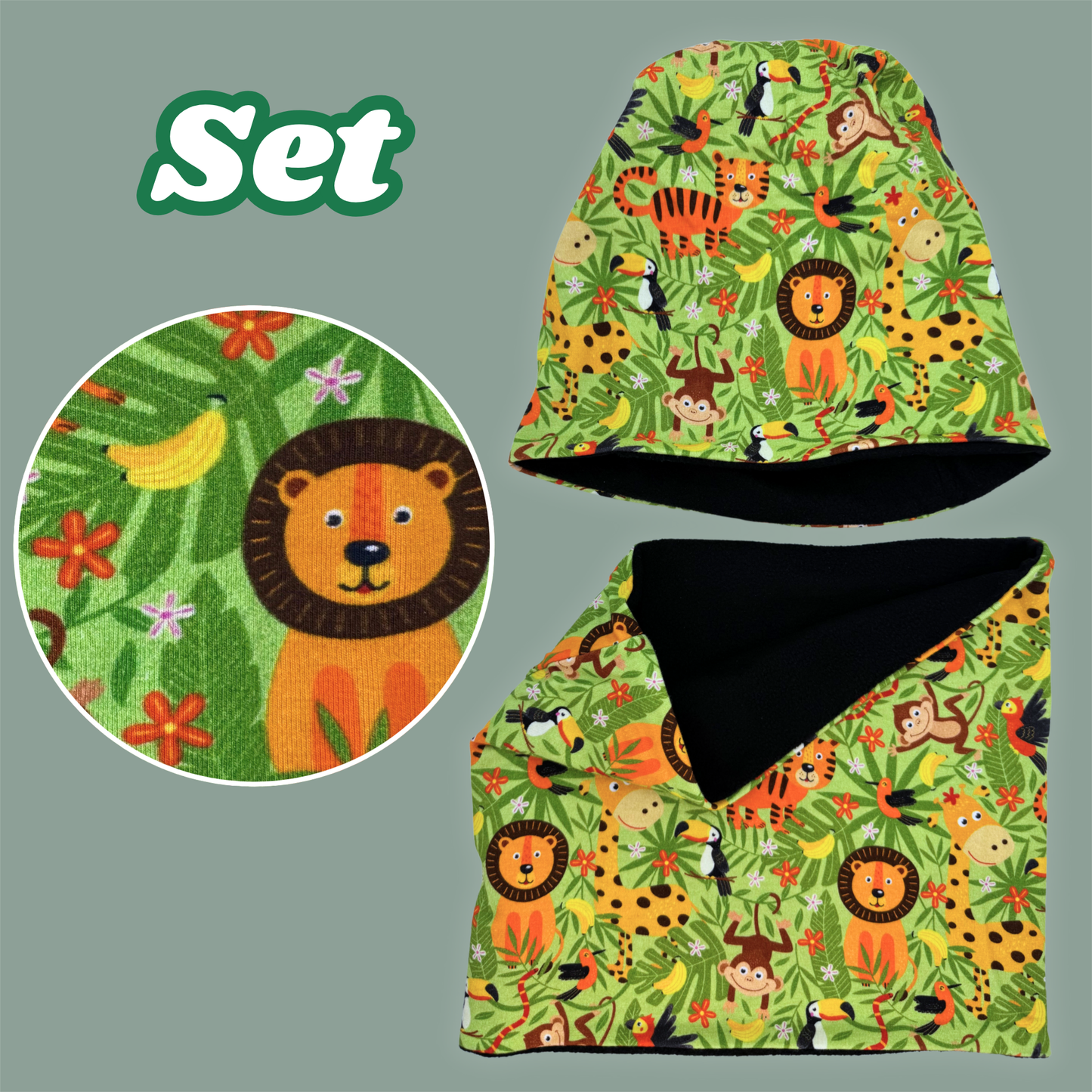 Kinder Beanie Mütze & Loop Set - Dschungel