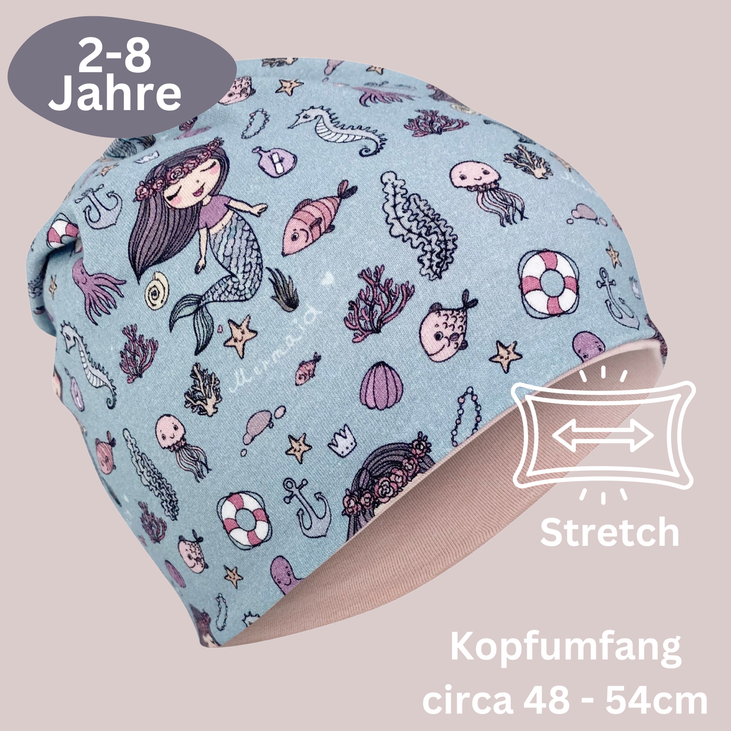 Kinder Beanie Mütze & Loop Set - Meerjungfrau