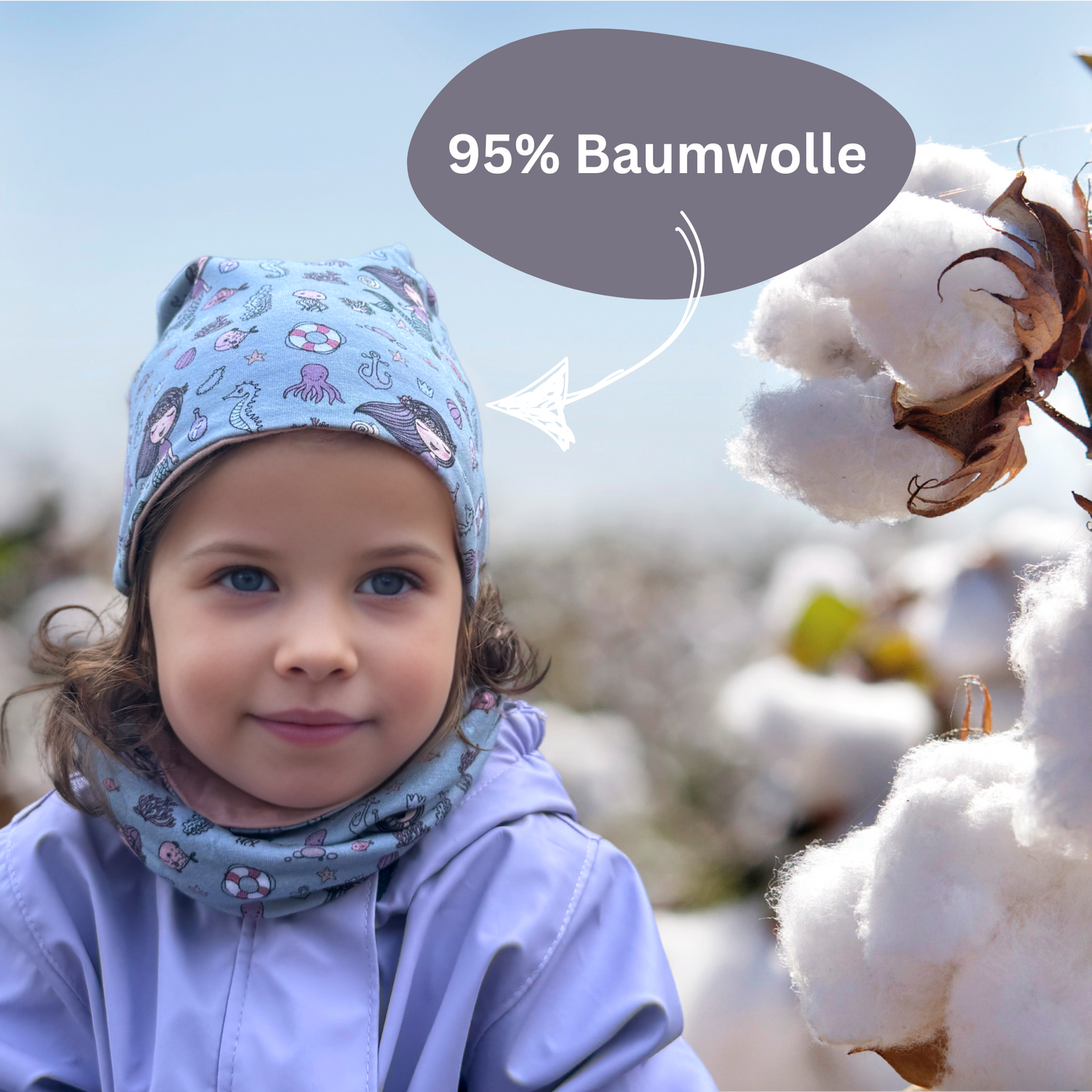 Kinder Beanie Mütze & Loop Set - Meerjungfrau