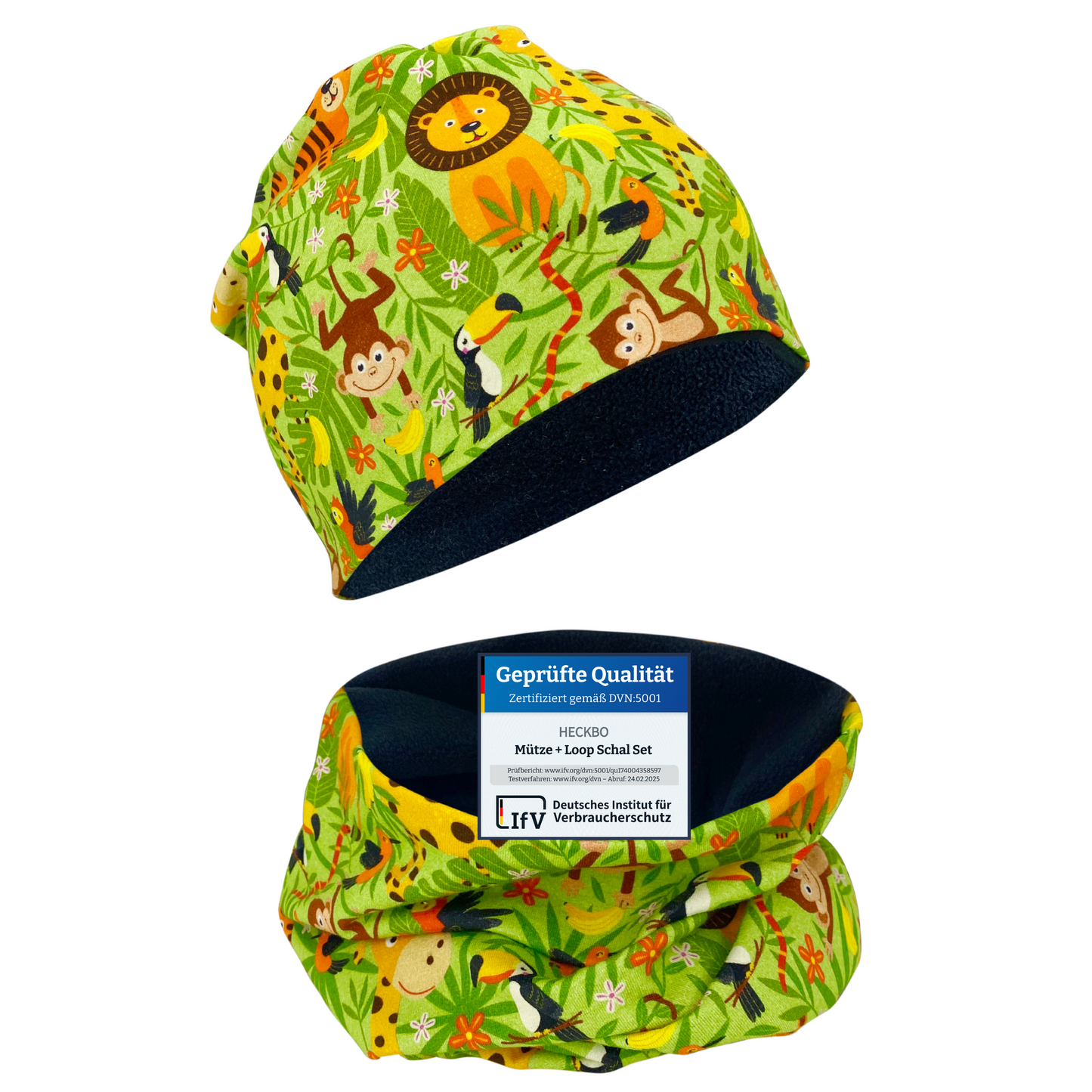 Kinder Beanie Mütze & Loop Set - Dschungel