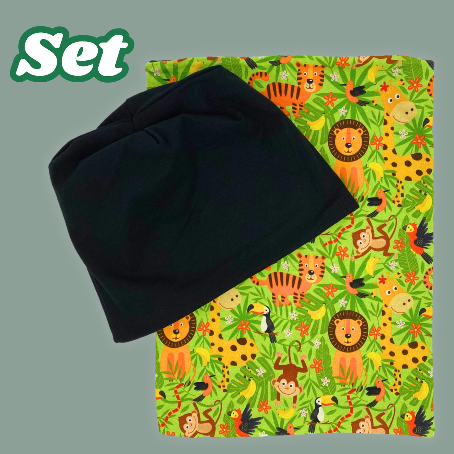 Kinder Beanie Mütze & Loop Set - Dschungel