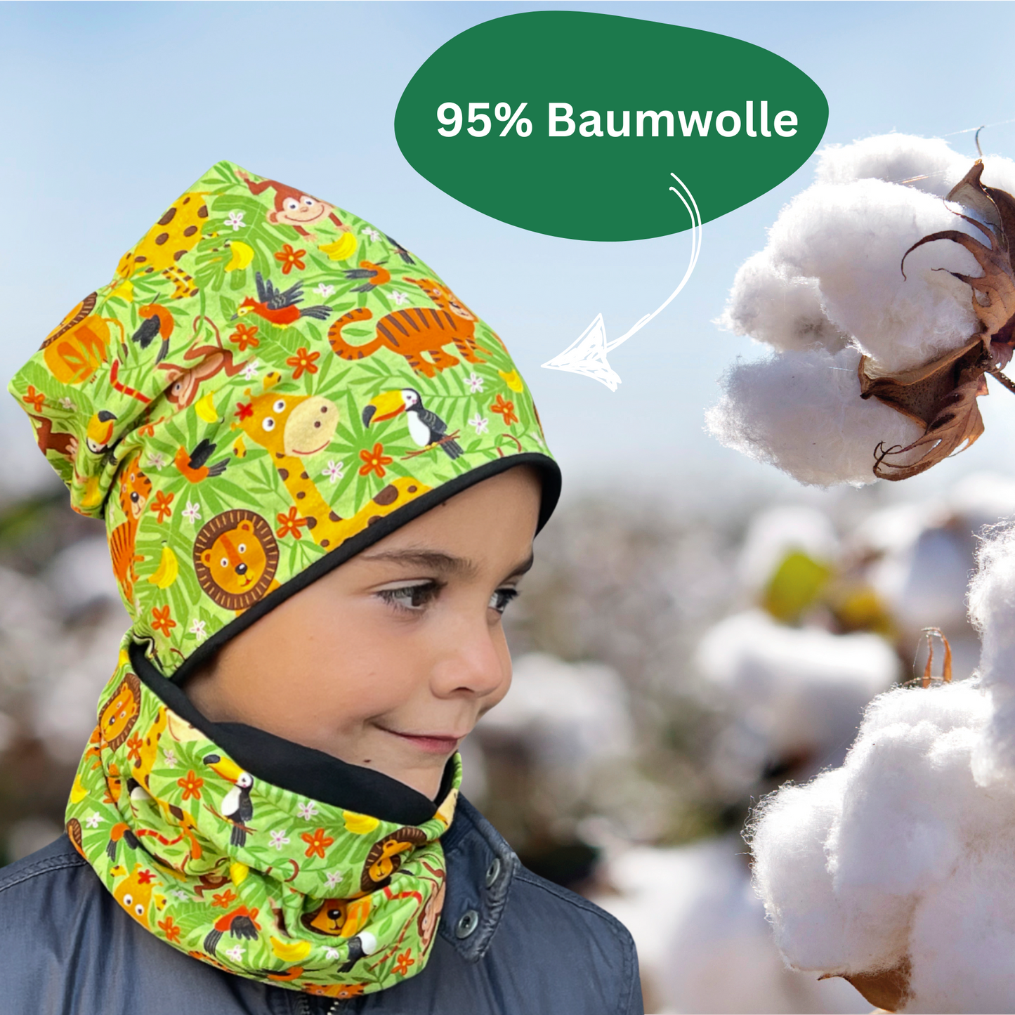 Kinder Beanie Mütze & Loop Set - Dschungel
