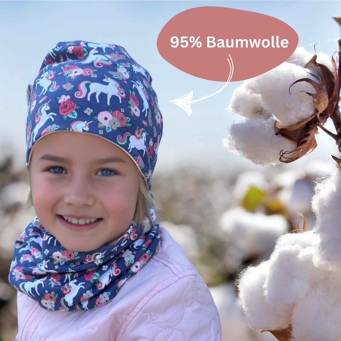 Kinder Reflektor Mütze & Loop - Einhorn