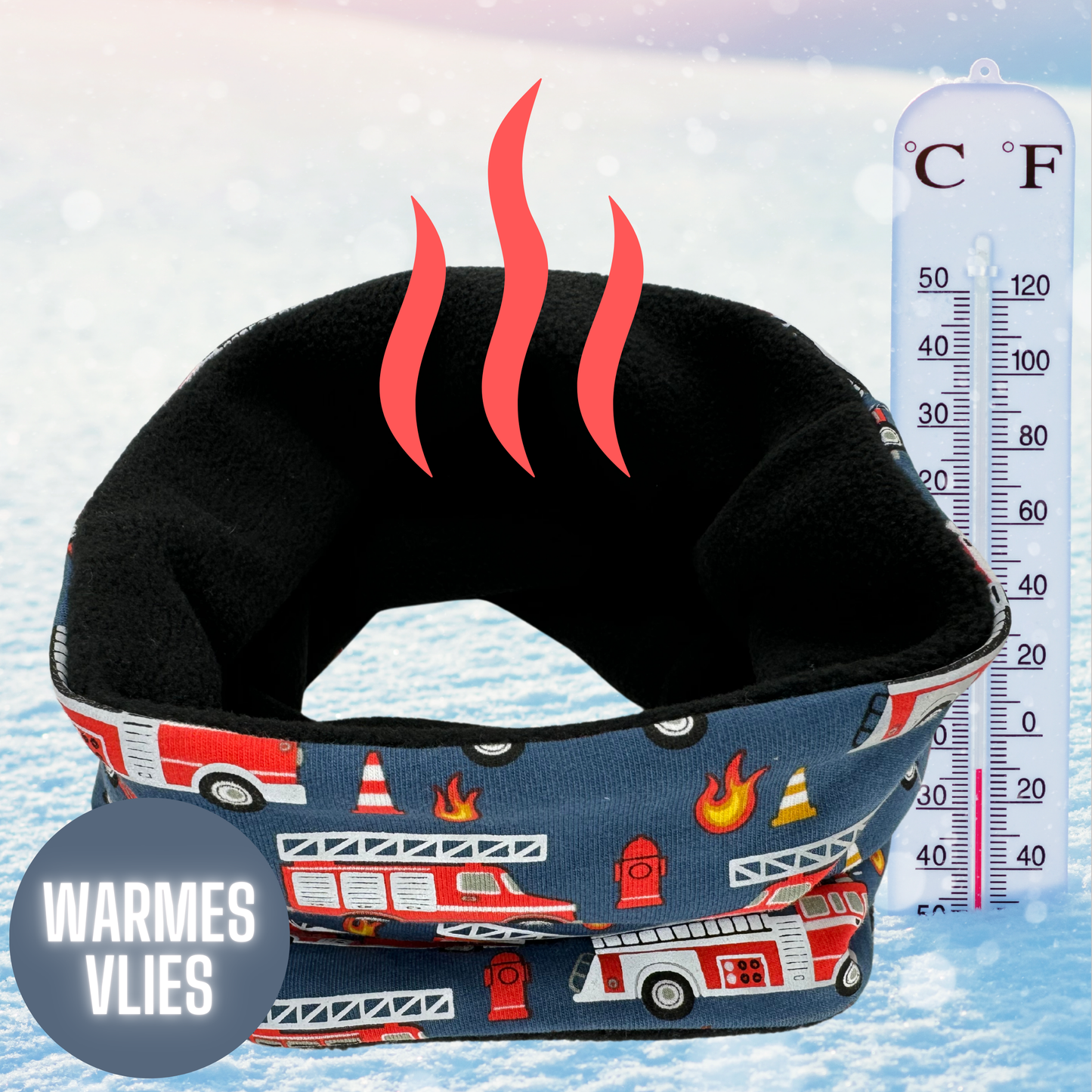 Kinder Reflektor Mütze & Loop - Feuerwehr